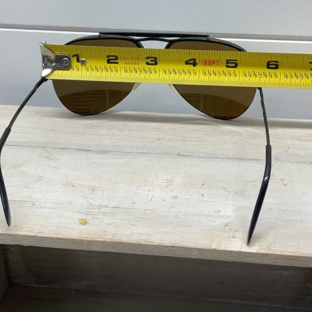 Jantzen Vintage Aviator Sunglasses Black Metal Frame Yellow Green Mirrored Lens